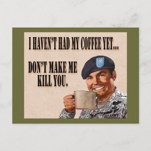 Kein Kaffee noch Postkarte (Vorderseite)