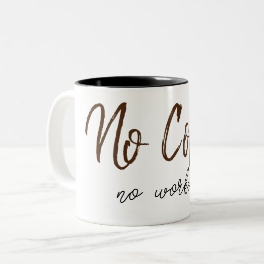 Kein Kaffee ohne Arbeit Zweifarbige Tasse (Vorderseite Links)