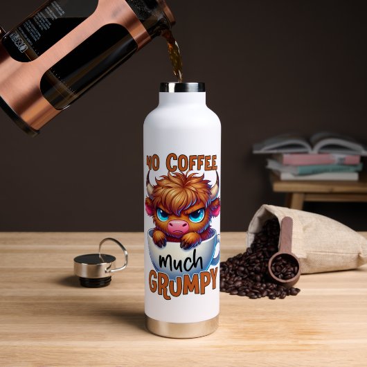 Kein Kaffee viel mürrisch Trinkflasche (Kaffee (gedreht))