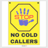 Kein kalter Anrufer Zeichen - Gelbe Anhaltestelle Aufkleber (Blatt)