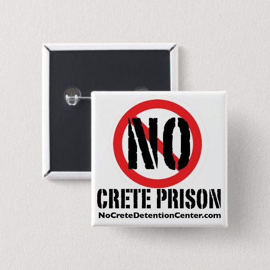 Kein Kreta-Gefängnis-Quadrat-Knopf Button (Vorne & Hinten)