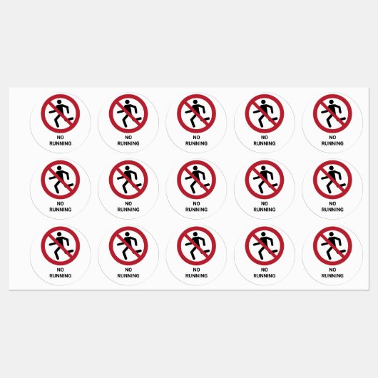 Kein Laufen, Verbotszeichen Etiketten (Blatt)