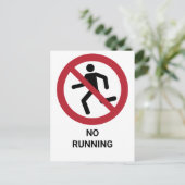 Kein Laufen, Verbotszeichen Postkarte (Stehend Vorderseite)