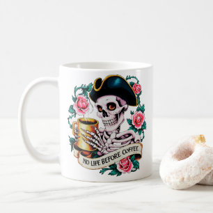Kein Leben vor Kaffee Funny Skelett Kaffeetasse