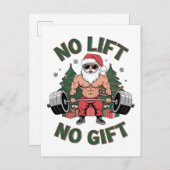 Kein Lift kein Geschenk Funny Santa Claus Gym Fitn Einladungspostkarte (Vorne/Hinten)