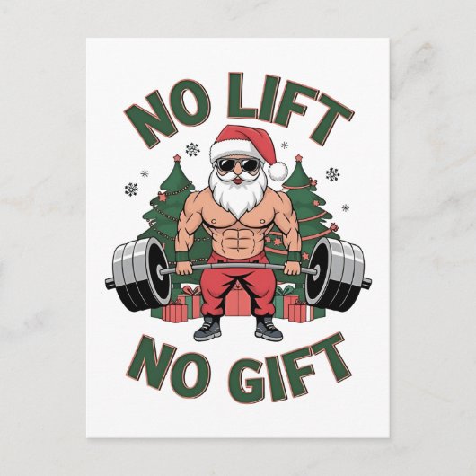 Kein Lift kein Geschenk Funny Santa Claus Gym Fitn Einladungspostkarte (Vorderseite)