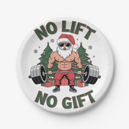 Kein Lift kein Geschenk Funny Santa Claus Gym Fitn Pappteller (Vorderseite)