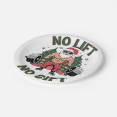Kein Lift kein Geschenk Funny Santa Claus Gym Fitn Pappteller (Schrägansicht)