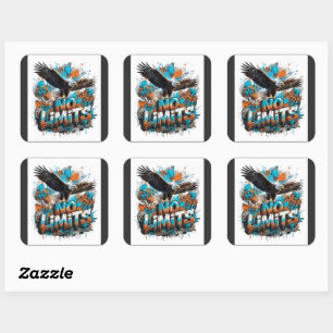 Kein Limit Adler Grafik T-Shirt   Motivierend Wil Quadratischer Aufkleber