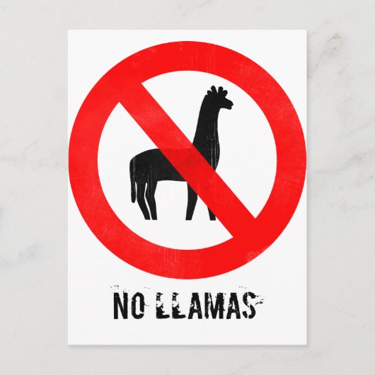 Kein Llamas Postkarte (Vorderseite)