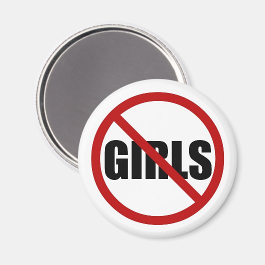 Kein Mädchen erlaubt Zeichen Typografie Magnet (Vorderseite/Rückseite)