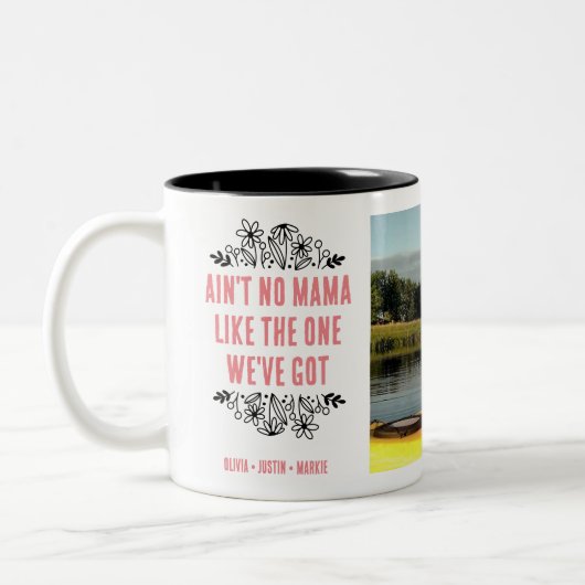 Kein Mama-Mama-Geschenk für ein Foto Zweifarbige Tasse (Links)