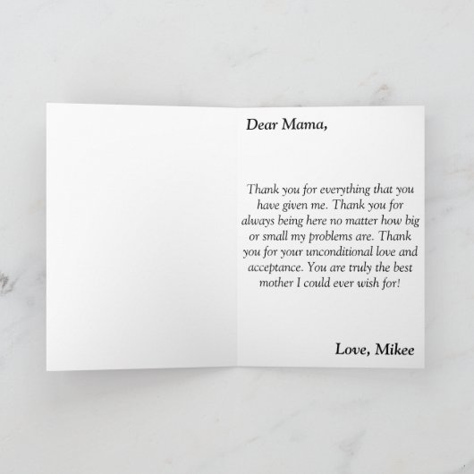 Kein Mensch wird so schön sein wie du Karte (Innenseite)