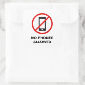 Kein Mobiltelefon erlaubt verbotenes Zeichen Quadratischer Aufkleber (Tasche)