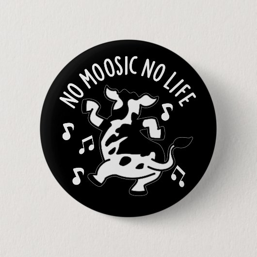 Kein moosic No Life Funny Cow Puff Dark BG Button (Vorderseite)