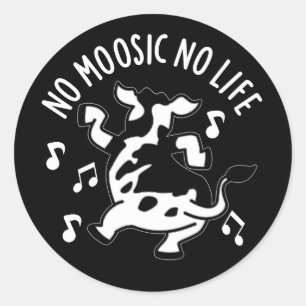 Kein moosic No Life Funny Cow Puff Dark BG Runder Aufkleber