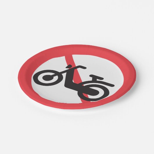 Kein Motorradzeichen Pappteller (Schrägansicht)