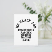 Kein Ort für Homophobie-Zitat Postkarte (Stehend Vorderseite)