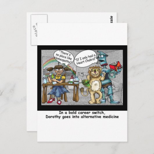 Kein Ort wie Homöopathie Funny Cartoon Geschenke & Postkarte (Vorne/Hinten)