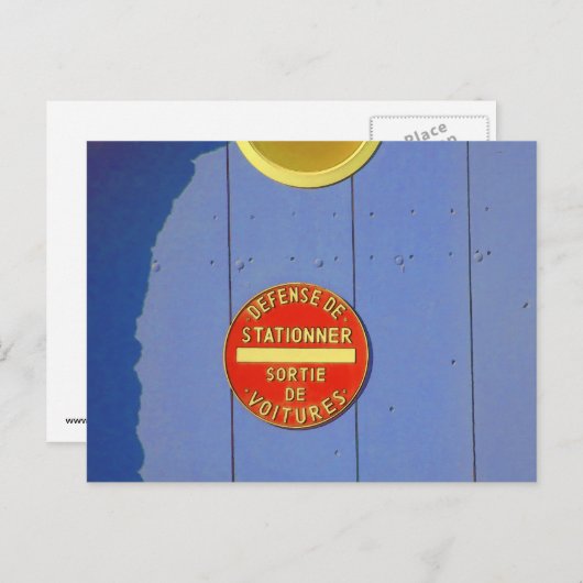 Kein Parken Französisches Zeichen Blue Garage Tür Postkarte (Vorne/Hinten)