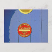 Kein Parken Französisches Zeichen Blue Garage Tür Postkarte (Vorderseite)