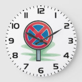 Kein Parking Road Sign Red Blue Verkehrszeichen Große Wanduhr (Vorderseite)