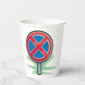 Kein Parking Road Sign Red Blue Verkehrszeichen Pappbecher (Vorderseite)