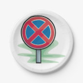 Kein Parking Road Sign Red Blue Verkehrszeichen Pappteller (Vorderseite)