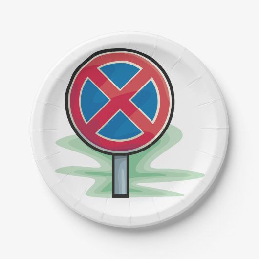 Kein Parking Road Sign Red Blue Verkehrszeichen Pappteller (Vorderseite)