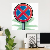 Kein Parking Road Sign Red Blue Verkehrszeichen Poster (Heimbüro)