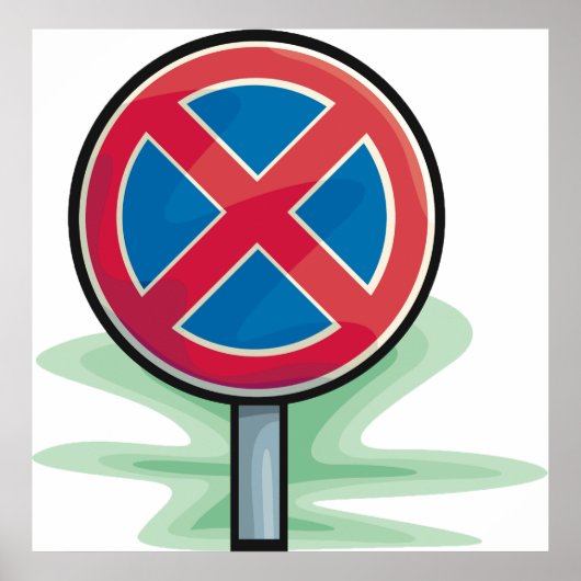 Kein Parking Road Sign Red Blue Verkehrszeichen Poster (Vorne)