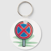 Kein Parking Road Sign Red Blue Verkehrszeichen Schlüsselanhänger (Vorderseite)