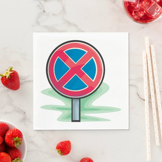 Kein Parking Road Sign Red Blue Verkehrszeichen Serviette