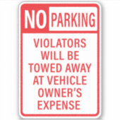 Kein Parkzeichen Aufkleber (Vorderseite)