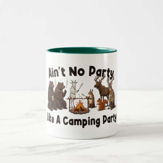 Kein Party wie ein Camping-Party Zweifarbige Tasse (Mittel)