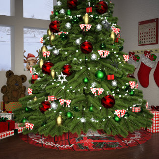 Kein Peeking bis Weihnachten Rote und Schwarze Plä Polyester Weihnachtsbaumdecke