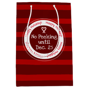 Kein Peeking bis zum 25. Dezember Streifen Mittelg Mittlere Geschenktüte