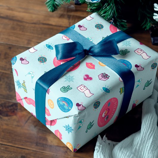 Kein Peeking Bright Holiday Weihnachten Emoji Must Geschenkpapier Set