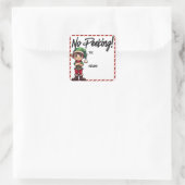 Kein Peeking Elf Weihnachtslabel Rot Quadratischer Aufkleber (Tasche)