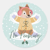 Kein Peeking Niedlicher Waldhirnschneegel Runder Aufkleber (Vorderseite)