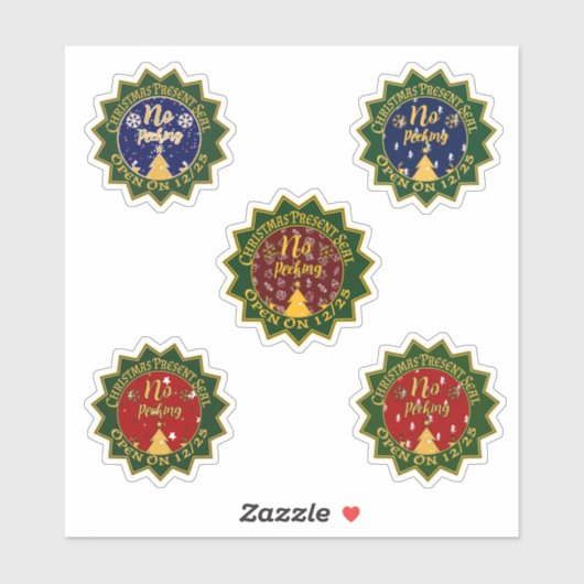 Kein Peeking öffnen nicht bis Weihnachten Grün Far Aufkleber (Blatt)