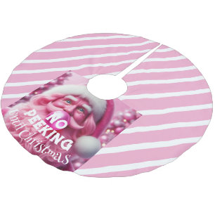 Kein Peeking Pink Blase Gum Santa Polyester Weihnachtsbaumdecke