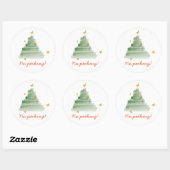 Kein Peeking Starlit Wasserfarbe Weihnachtsbaum Runder Aufkleber (Blatt)