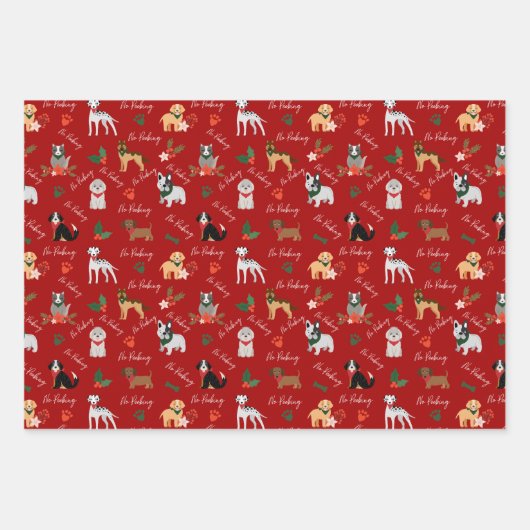 Kein Peeking Weihnachts-Hund Breed Pattern Geschenkpapier Set (Vorderseite 2)