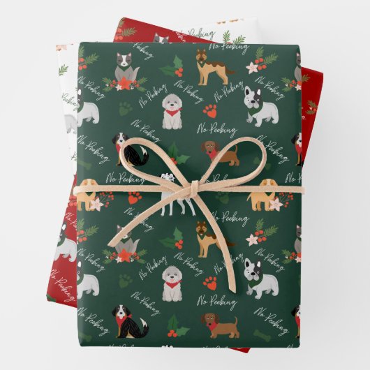 Kein Peeking Weihnachts-Hund Breed Pattern Geschenkpapier Set (Beispiel)
