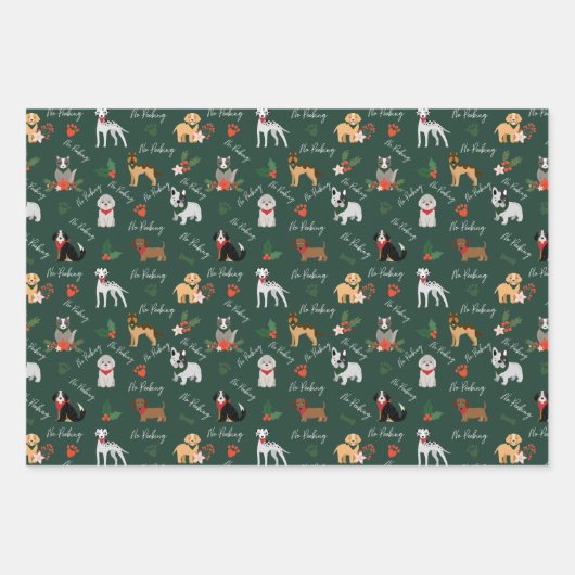 Kein Peeking Weihnachts-Hund Breed Pattern Geschenkpapier Set (Vorderseite)