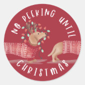 Kein Pinkeln bis Weihnachten | Dackel Dog Red Runder Aufkleber (Vorderseite)