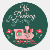 Kein Pinkeln Vintage Zugverbindung, Monogramm grün Runder Aufkleber (Vorderseite)