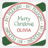 Kein Pinkeln Weihnachtsgeschenk Quadratischer Aufkleber (Vorderseite)