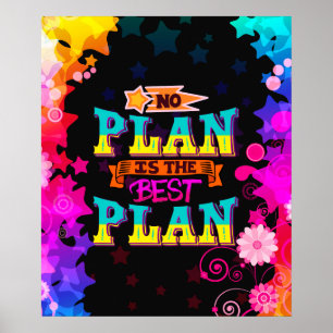 Kein Plan ist der beste Plan   farbige Sterne Poster